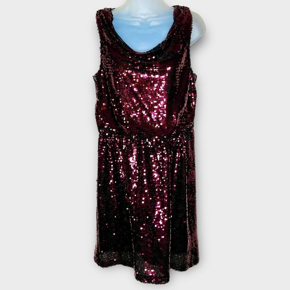 Apt 9 Cranberry Red All Over Sequin Cowl Neck Sho… - image 2